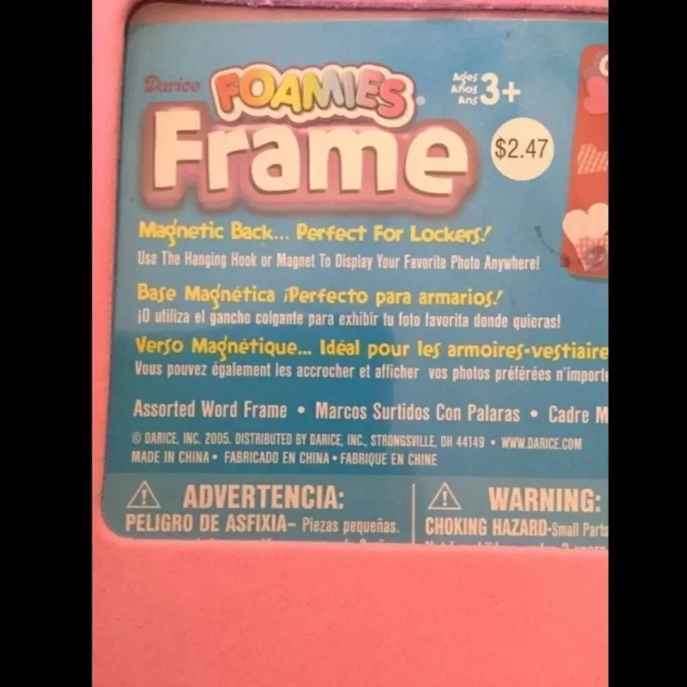 Foamies 2 foam picture frames 6x4 school locker girls decor pink purple magnet l